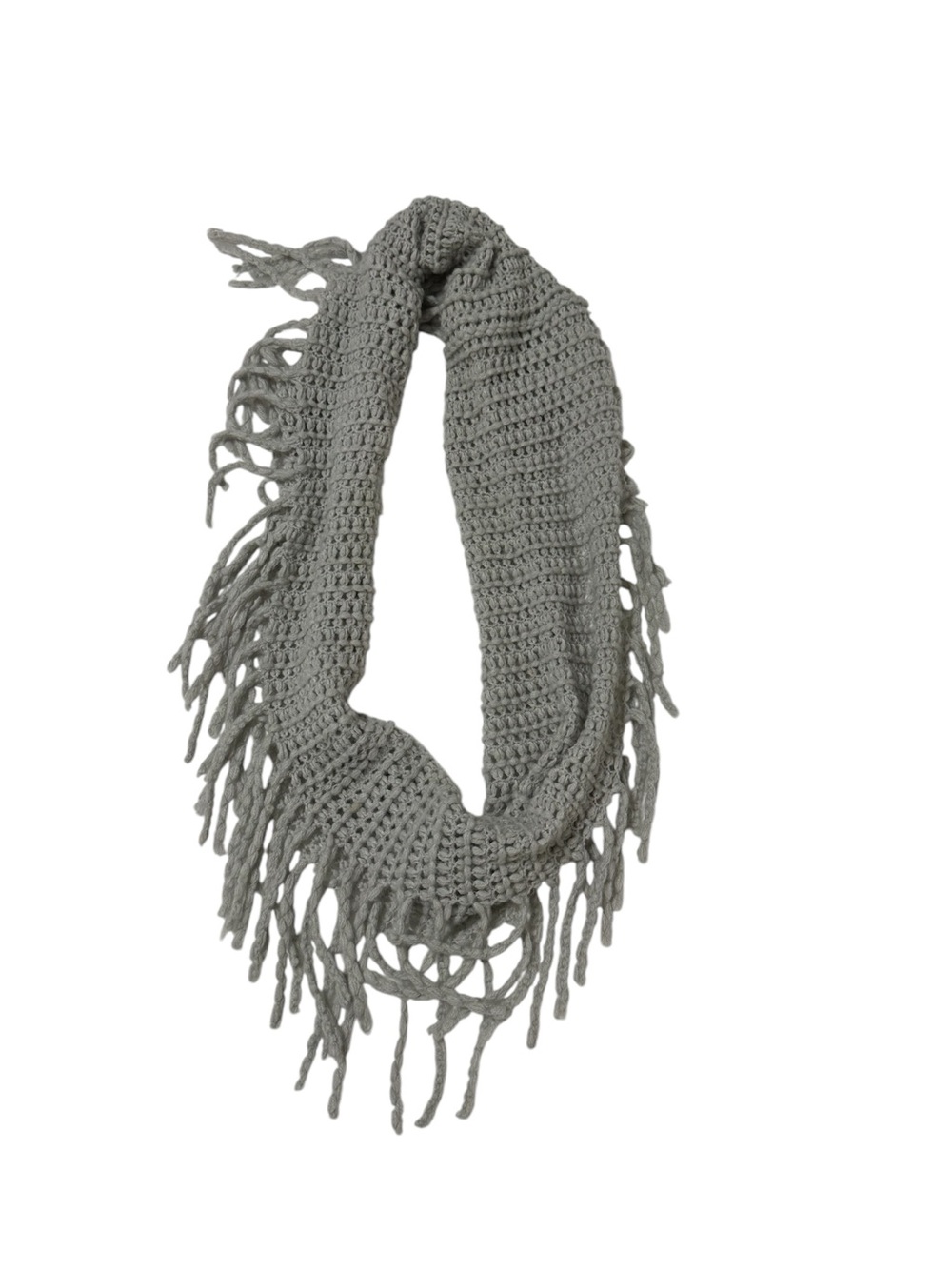 Gray Crochet Fringe Infinity Scarf - Women